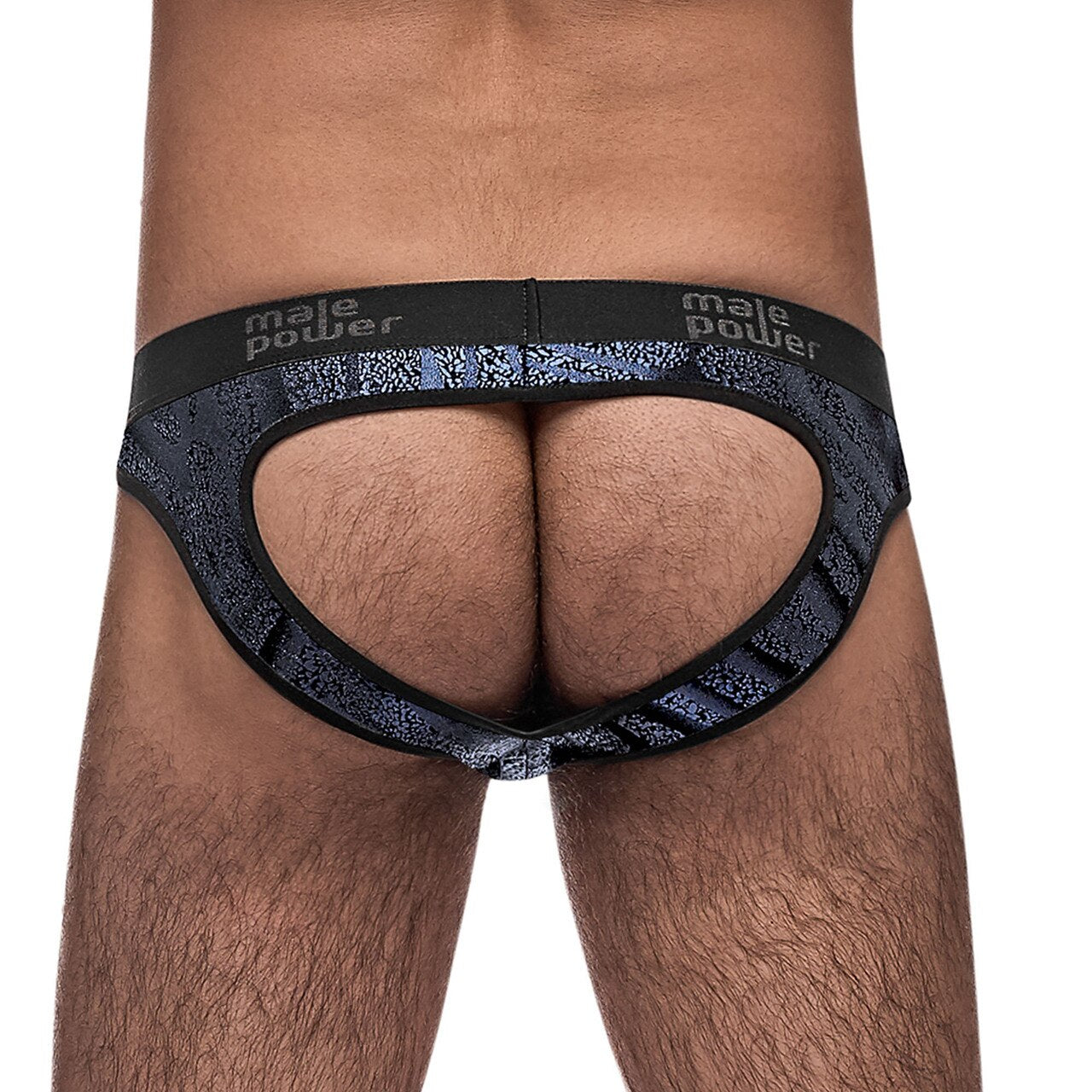 SALE - Mens Blue Streak Moonshine Jock Strap Blue and Black