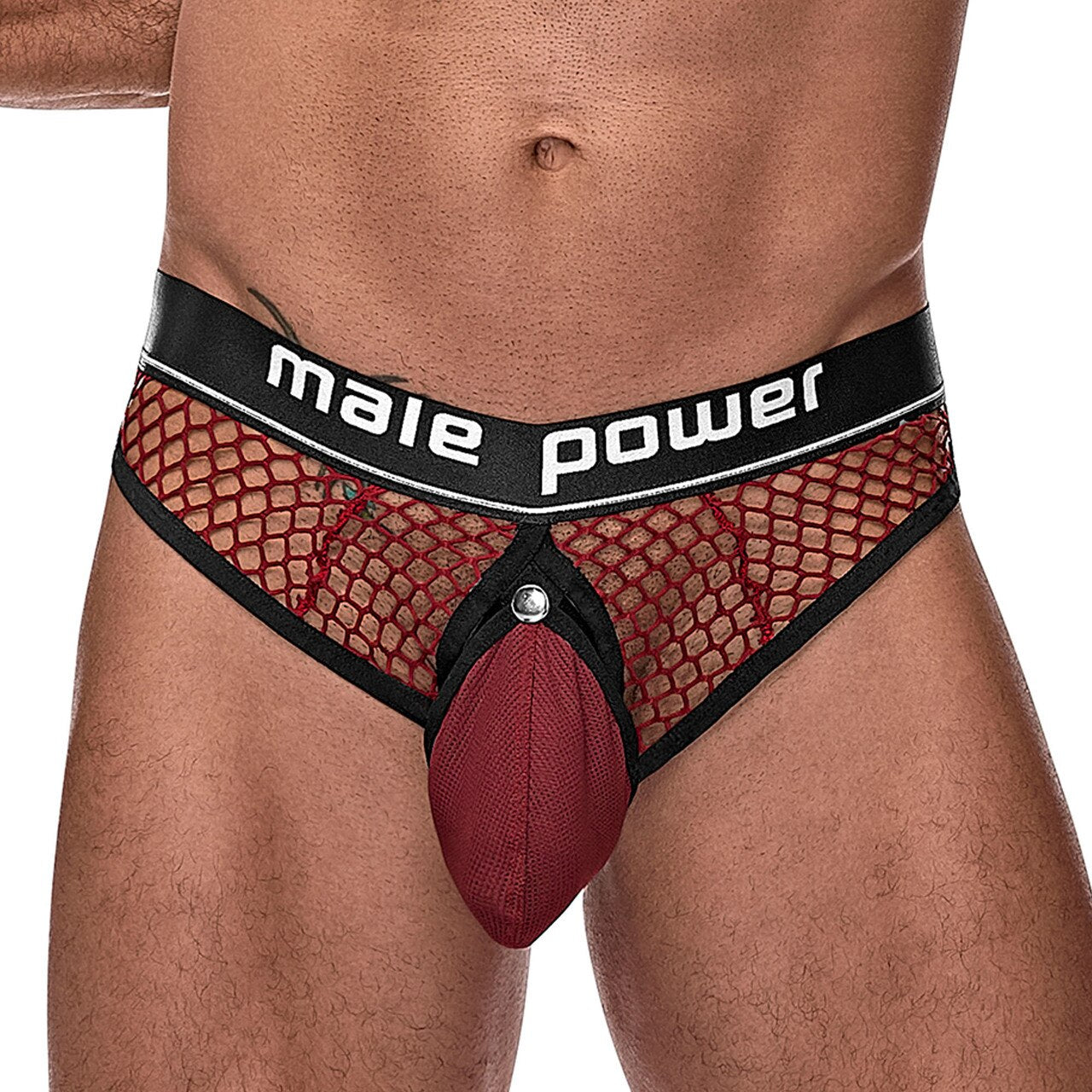 Mens Male Power Ring Thong Burgundy