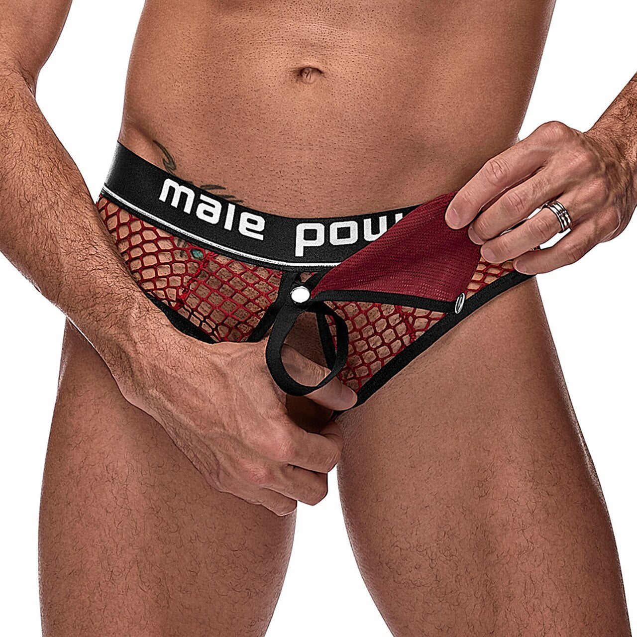 Mens Male Power Ring Thong Burgundy