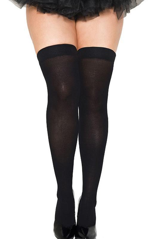Unisex Opaque Thigh High Stockings, Fit Men Too! Black