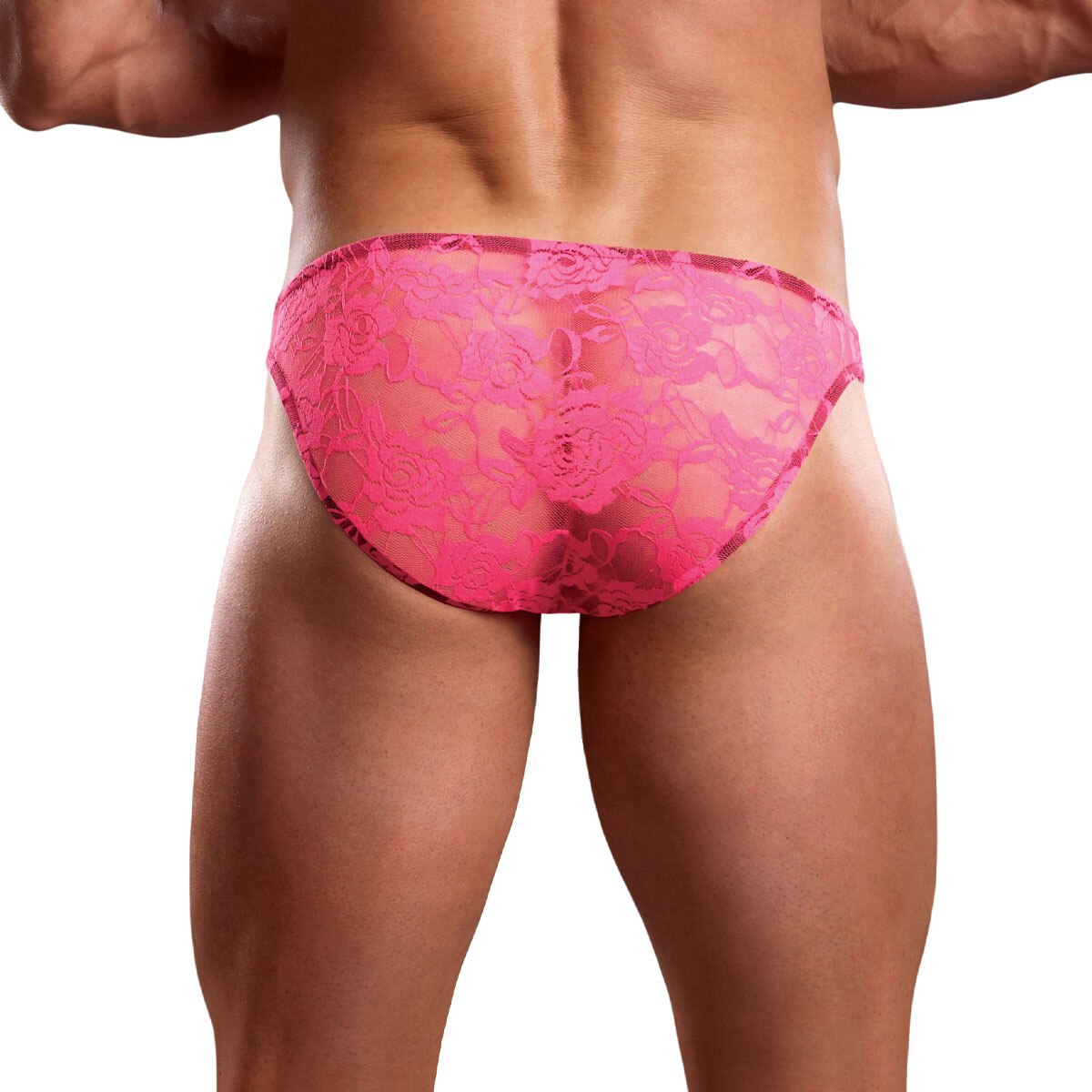 Stretch Floral Lace Bikini Brief Pink