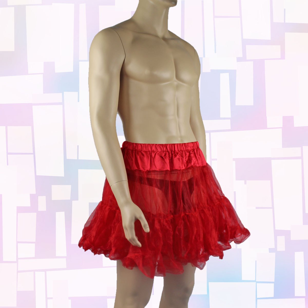 Mens and Ladies Frilled Mini Petticoat Skirt Red