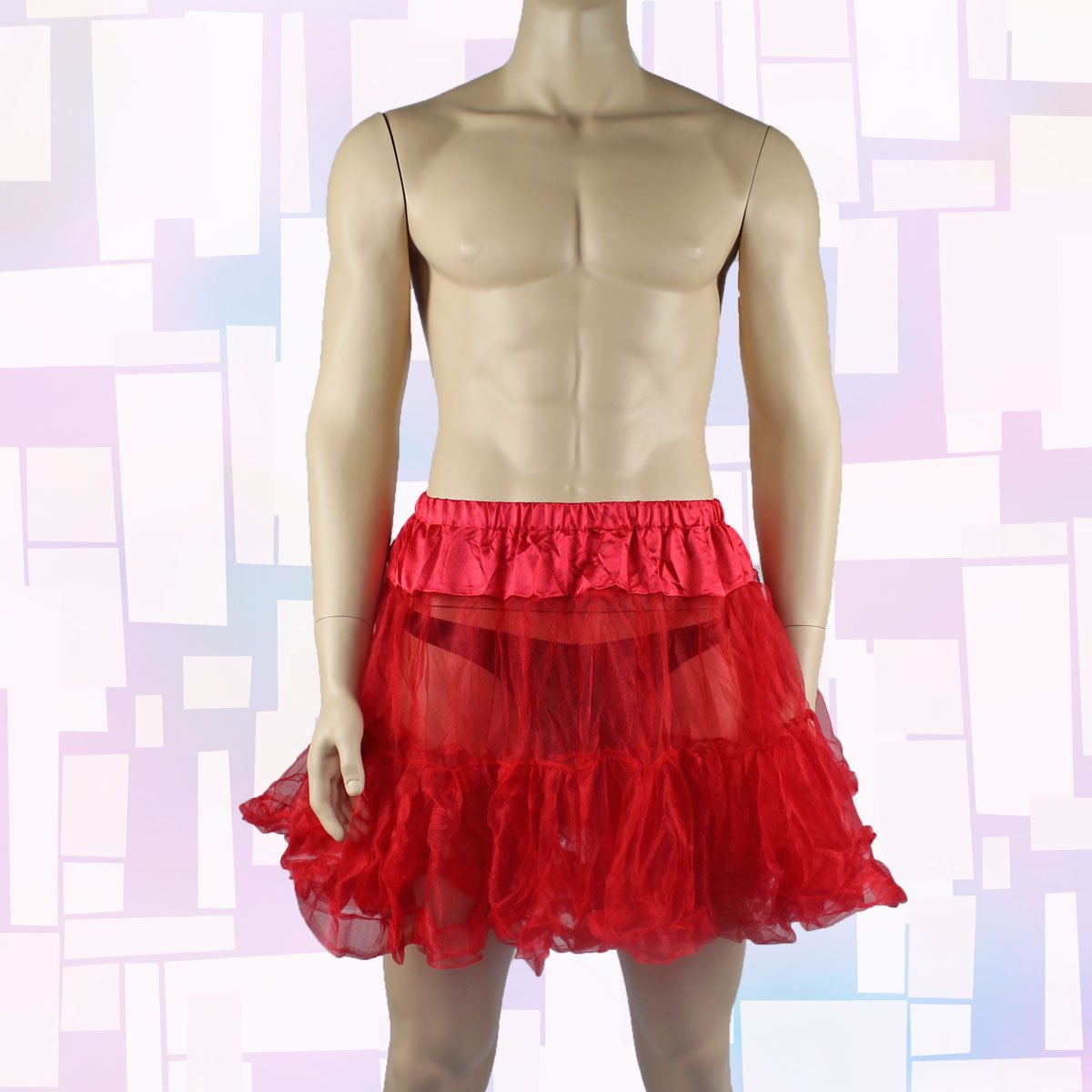 Mens and Ladies Frilled Mini Petticoat Skirt Red