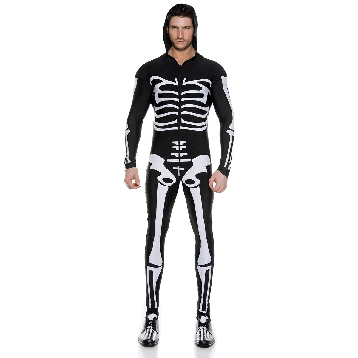 Mens Skeleton Scarey Jumpsuit Halloween Costume