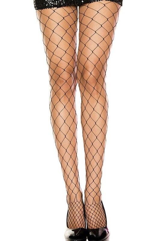 Unisex Spandex Large Fence Net Thigh High Stockings Black