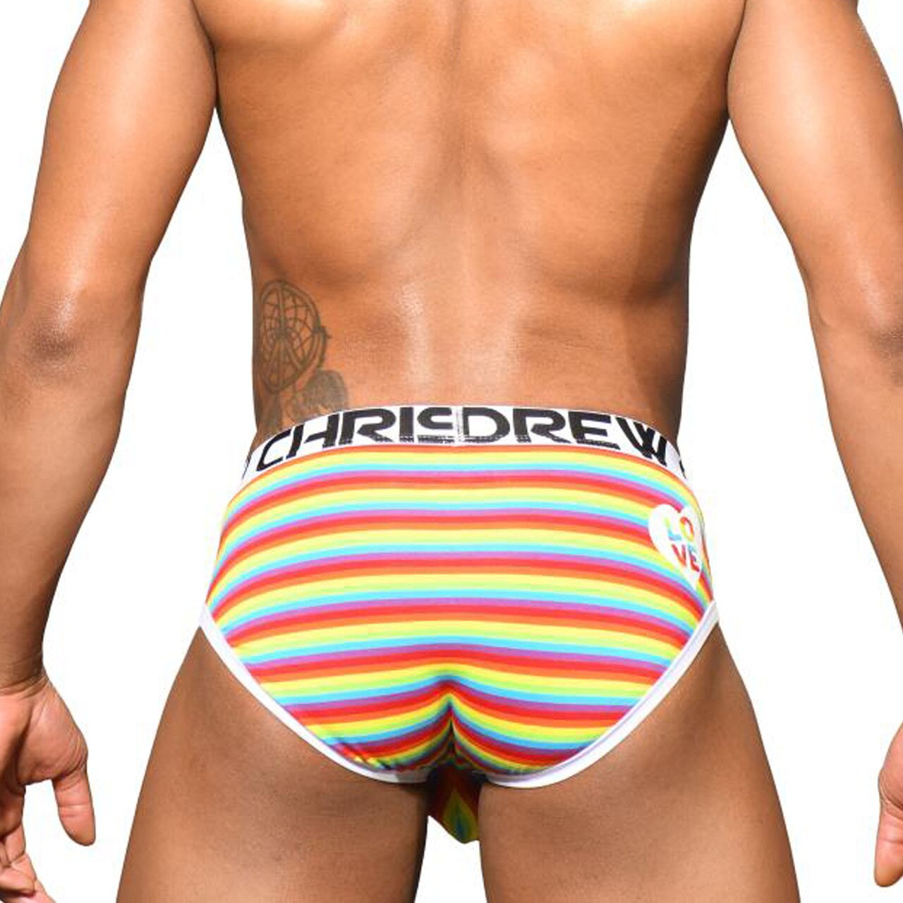 Mens Andrew Christian Pride Rainbow Stripe Love Brief w/ Almost Naked