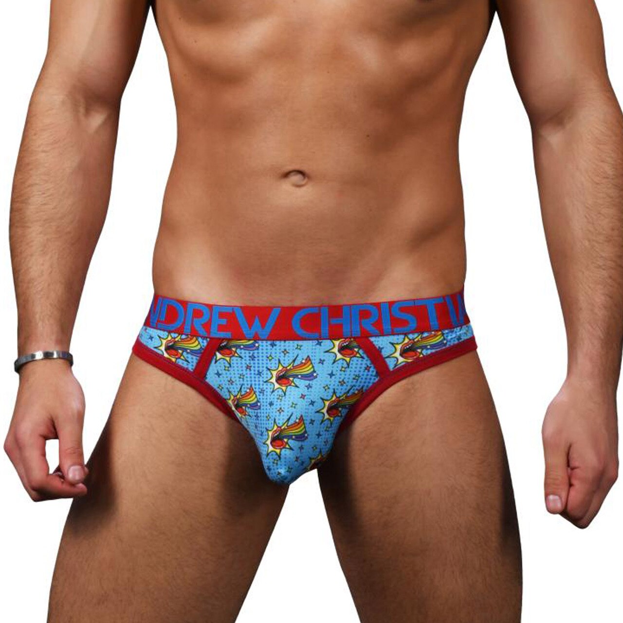 SALE - Mens Andrew Christian Out & Proud Rainbow Brief Jock Strap