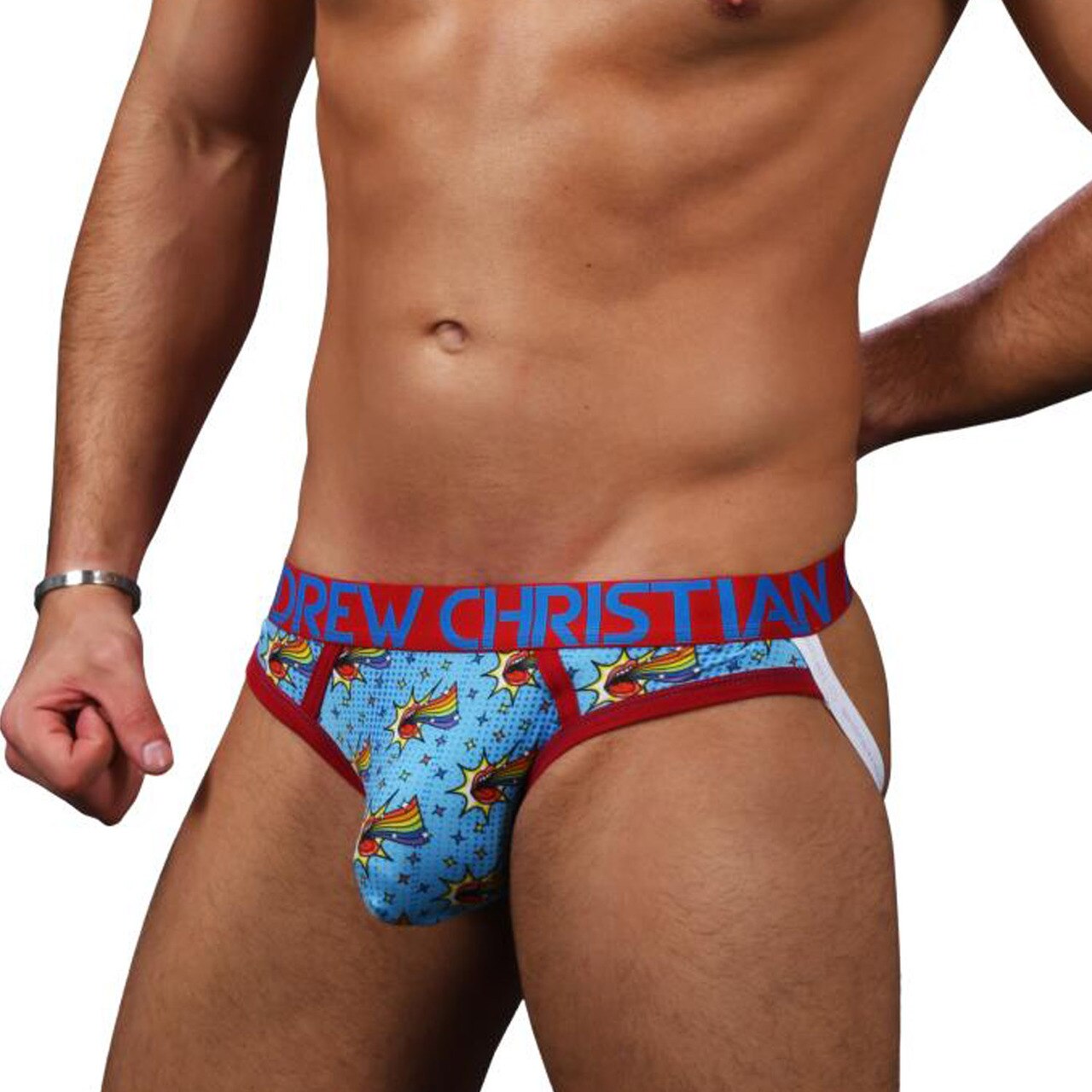 SALE - Mens Andrew Christian Out & Proud Rainbow Brief Jock Strap