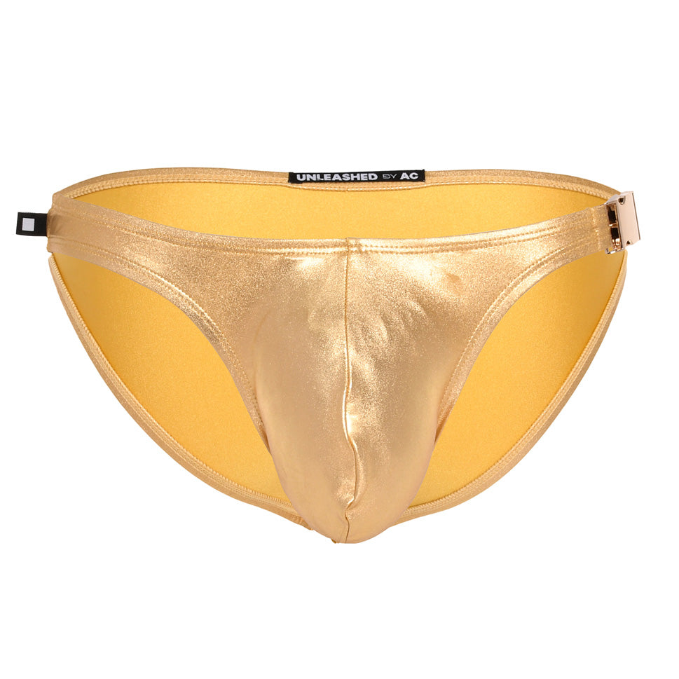 JCSTK - Andrew Christian Unleashed Golden Buckle Bikini Swimwear for Men w/ ALMOST NAKED®