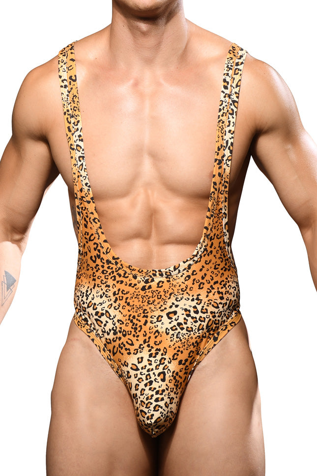 JCSTK - Andrew Christian Unleashed Leopard Swim Boykini Bodysuit for Men w/ ALMOST NAKED® Printed