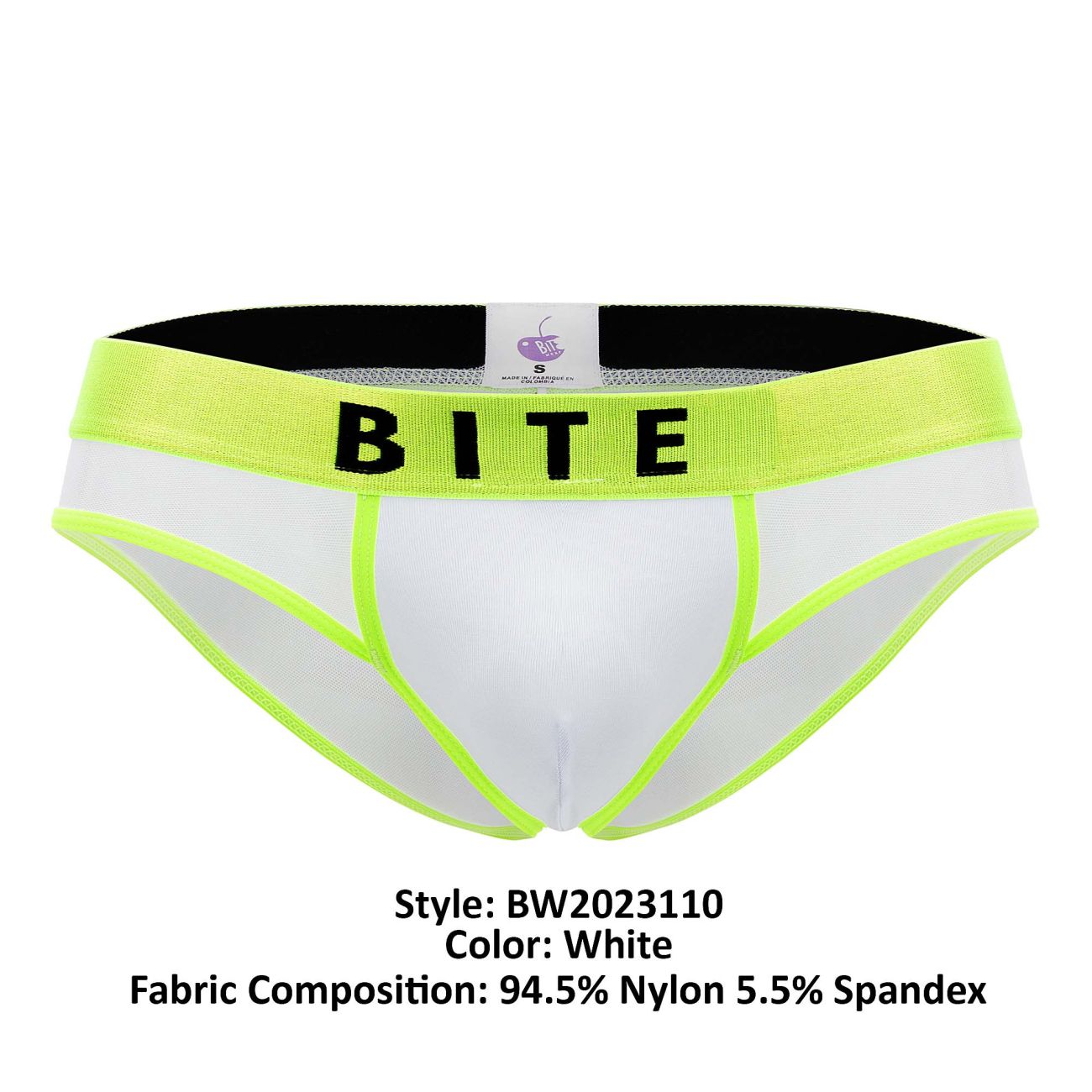 BiteWear BW2023110 Sweet Kiwi Briefs White