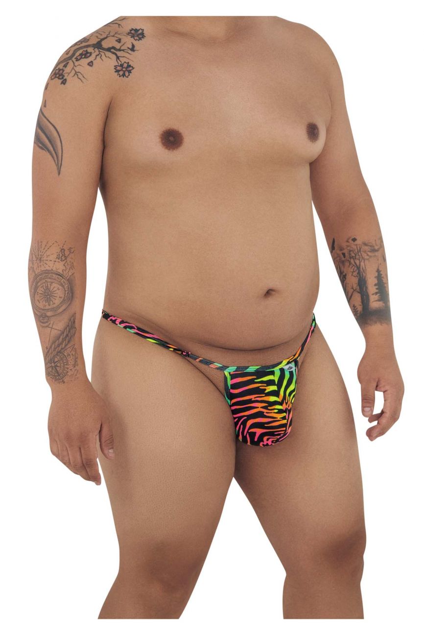 CandyMan 99170X Rainbow Zebra Thongs Plus Sizes Multi