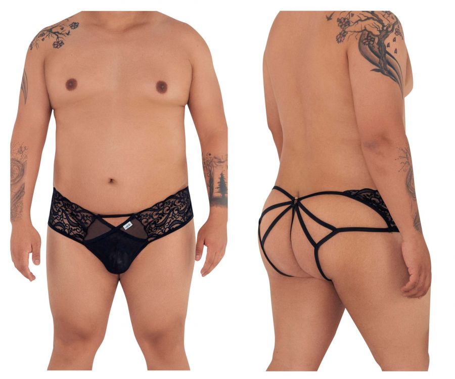 SALE - CandyMan 99232X Sexy Lace Jockstrap Black Plus Sizes