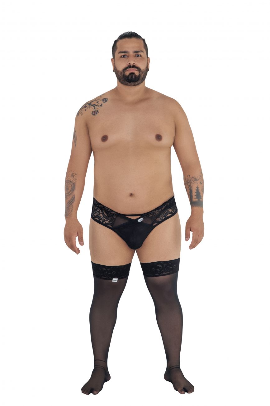 CandyMan 99232X Sexy Lace Jockstrap Black Plus Sizes