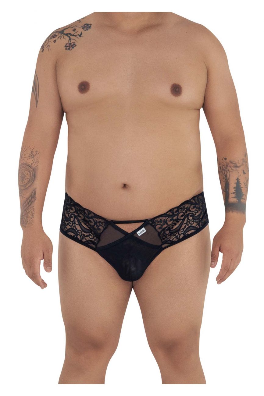 CandyMan 99232X Sexy Lace Jockstrap Black Plus Sizes