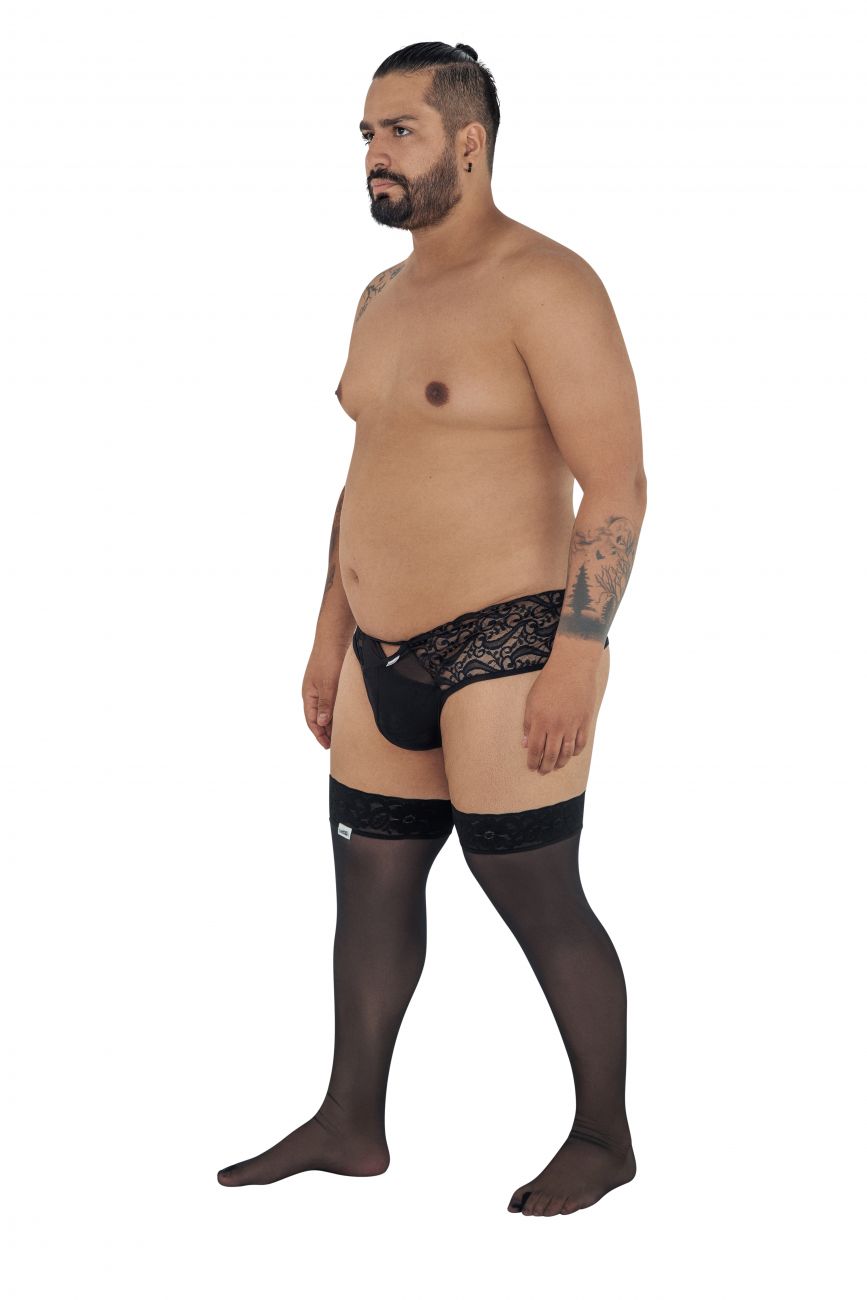 CandyMan 99232X Sexy Lace Jockstrap Black Plus Sizes