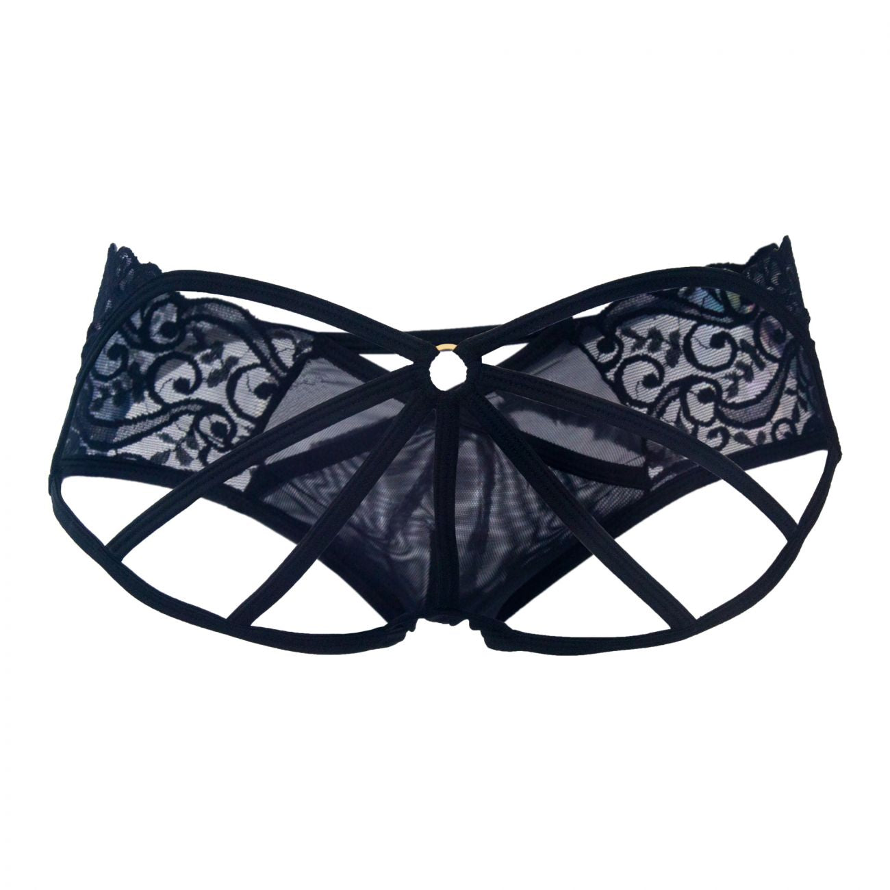 CandyMan 99232X Sexy Lace Jockstrap Black Plus Sizes