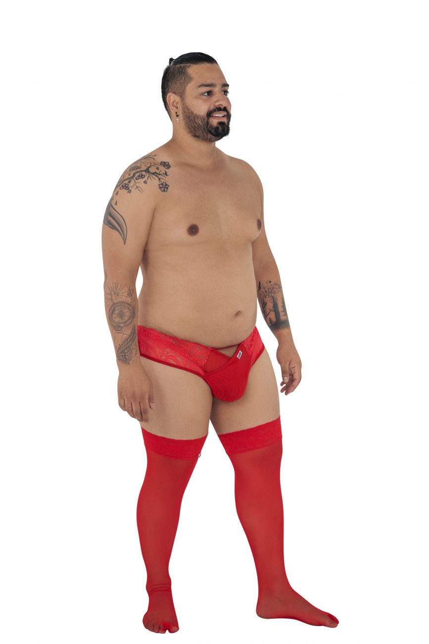 CandyMan 99232X Sexy Lace Jockstrap Red Plus Sizes