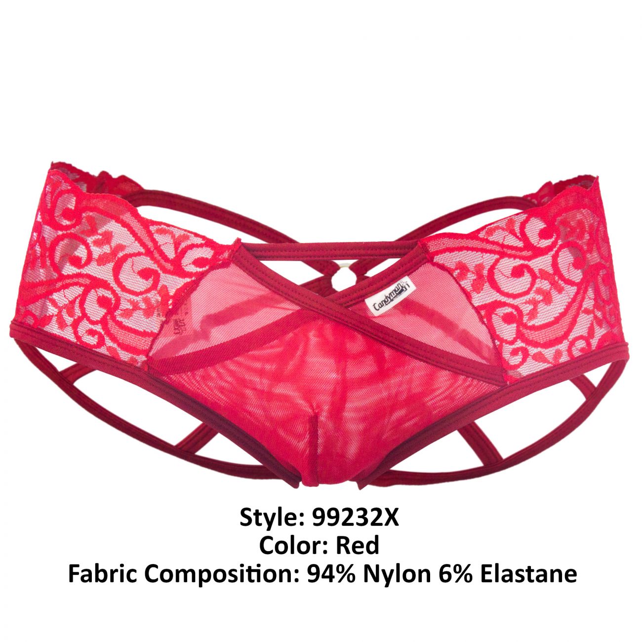 CandyMan 99232X Sexy Lace Jockstrap Red Plus Sizes