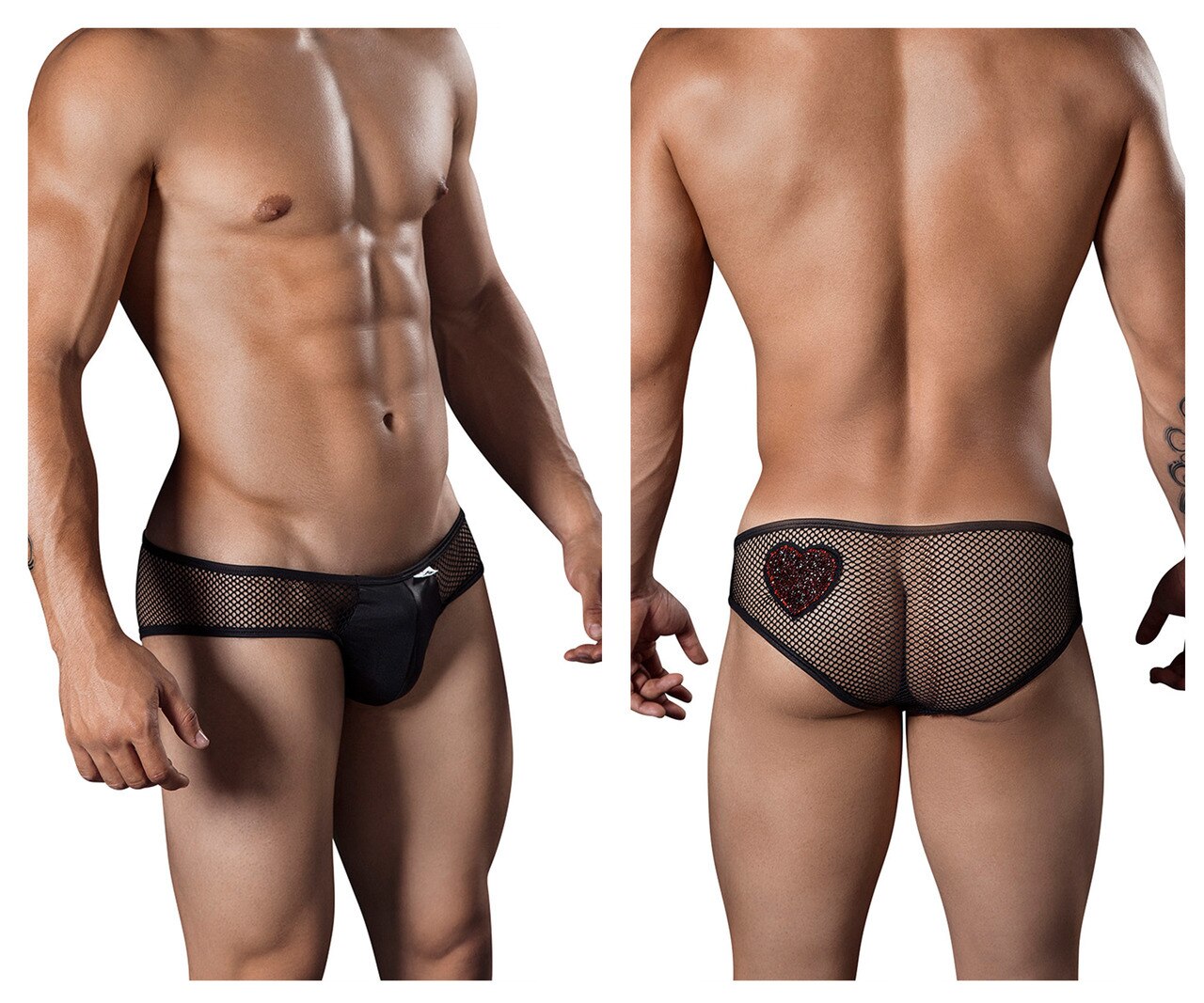 SALE - Mens Heart Fishnet Briefs