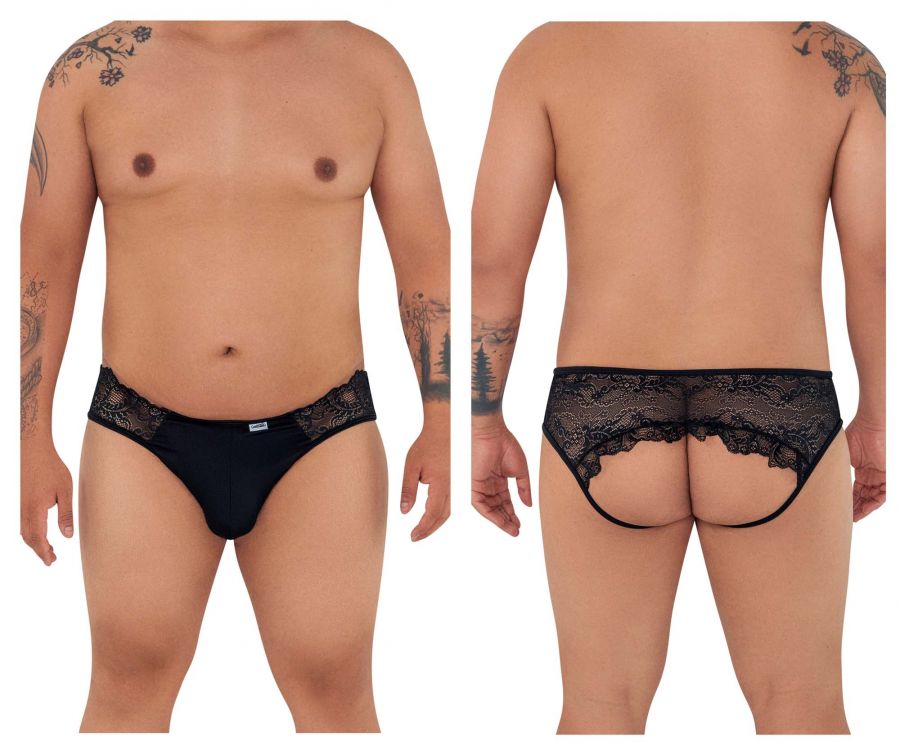 CandyMan 99312X Lace Jockstrap Black Plus Sizes