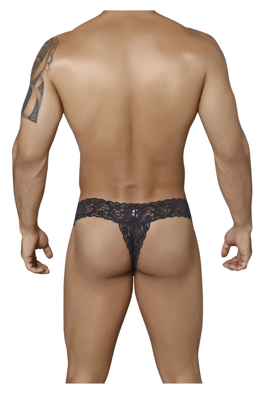 CandyMan 99315 Peek a Boo Lace Thong Black