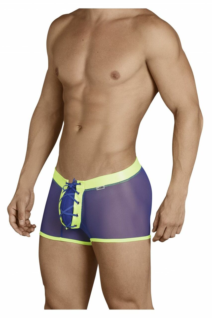 SALE - Mens Sheer Lace Up Front Boxer Briefs Blue and Green