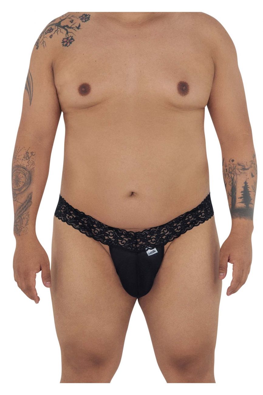 CandyMan 99370X Alluring Thongs Black Plus Sizes