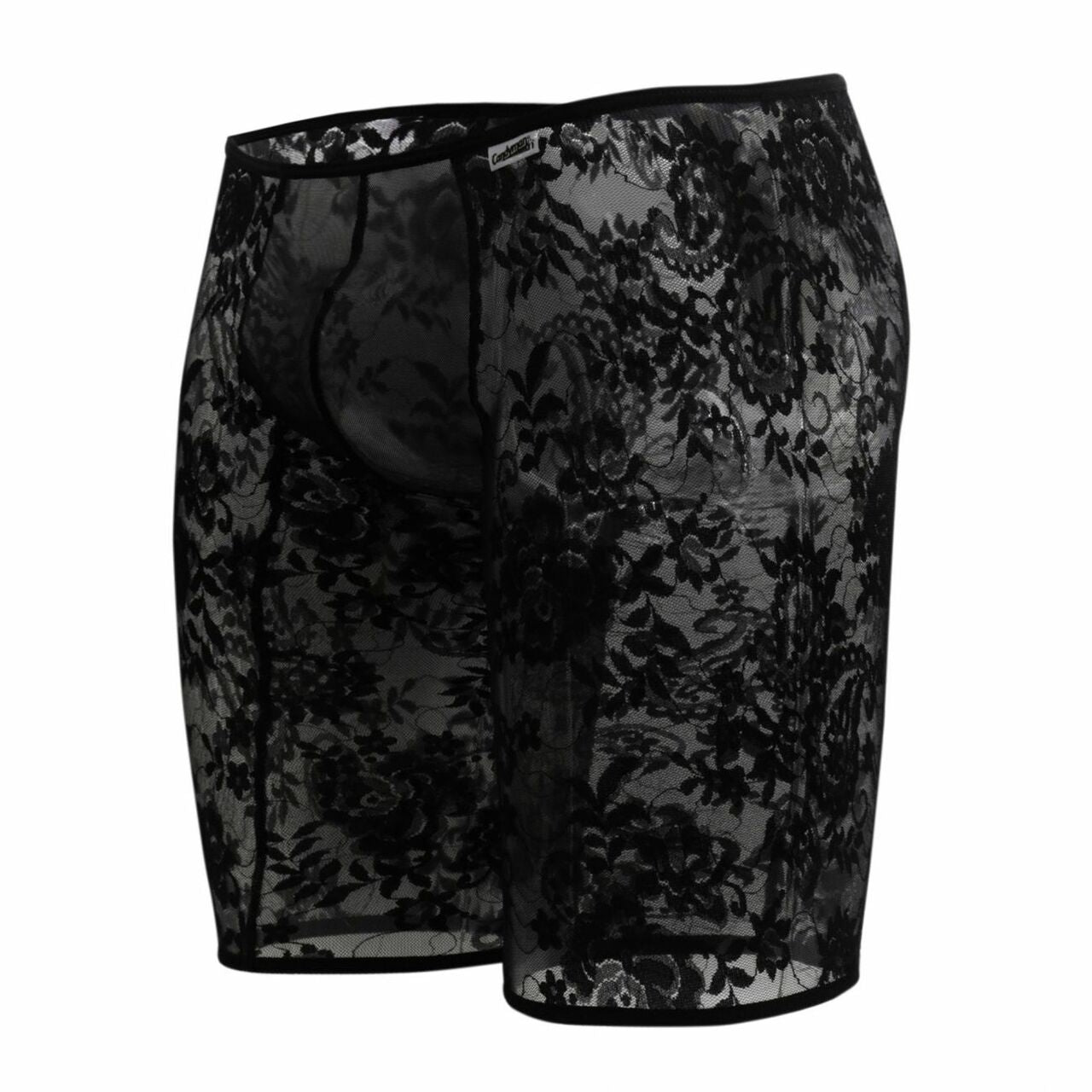 SALE - Mens Long Leg Boxer Briefs in Lace and Mesh Black