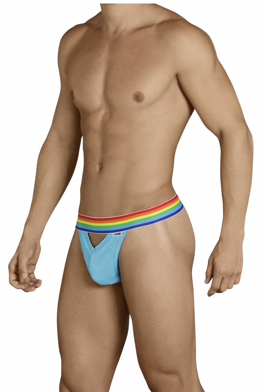 SALE - Mens G string with Rainbow Waist Turquoise