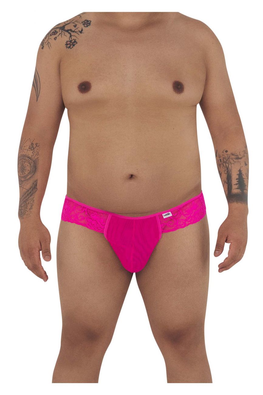 CandyMan 99392X Lace Thongs Hot Pink Plus Sizes