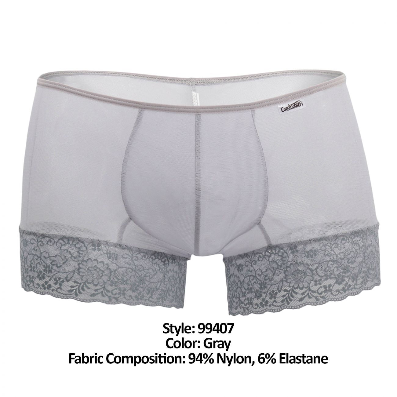 CandyMan 99407 Color Lace Boxer Trunks Gray