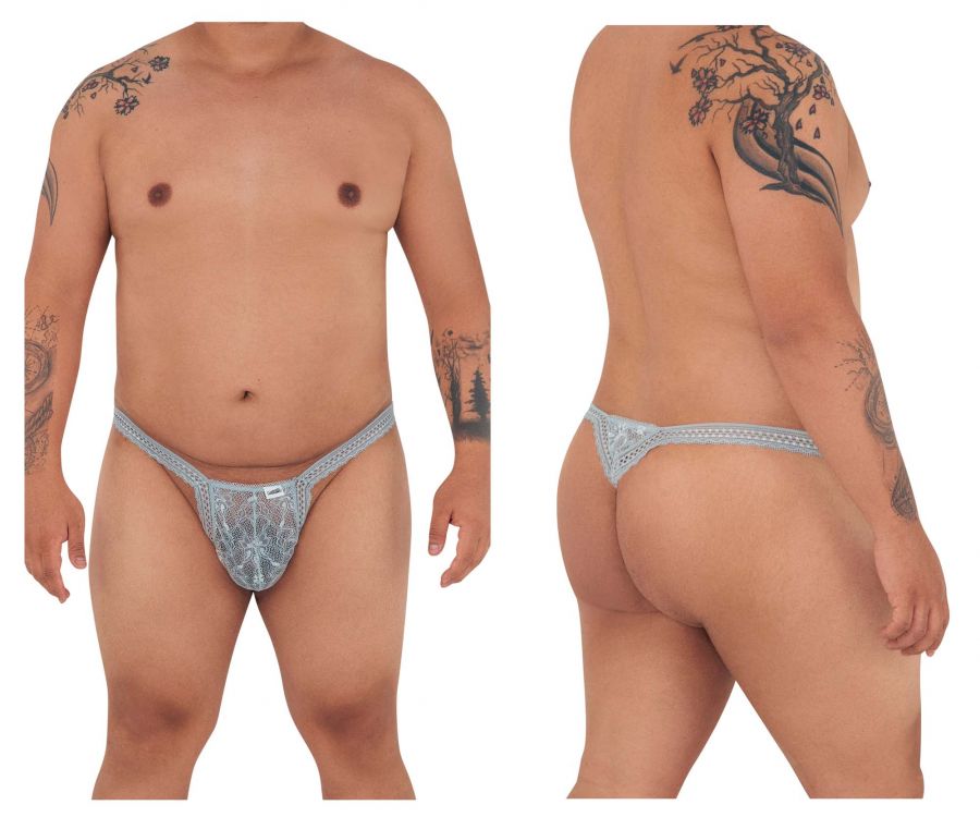 CandyMan 99420X Double Lace Thongs Gray Plus Sizes