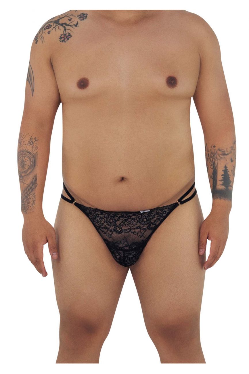 CandyMan 99421X Lace G-String Thongs Black Plus Sizes