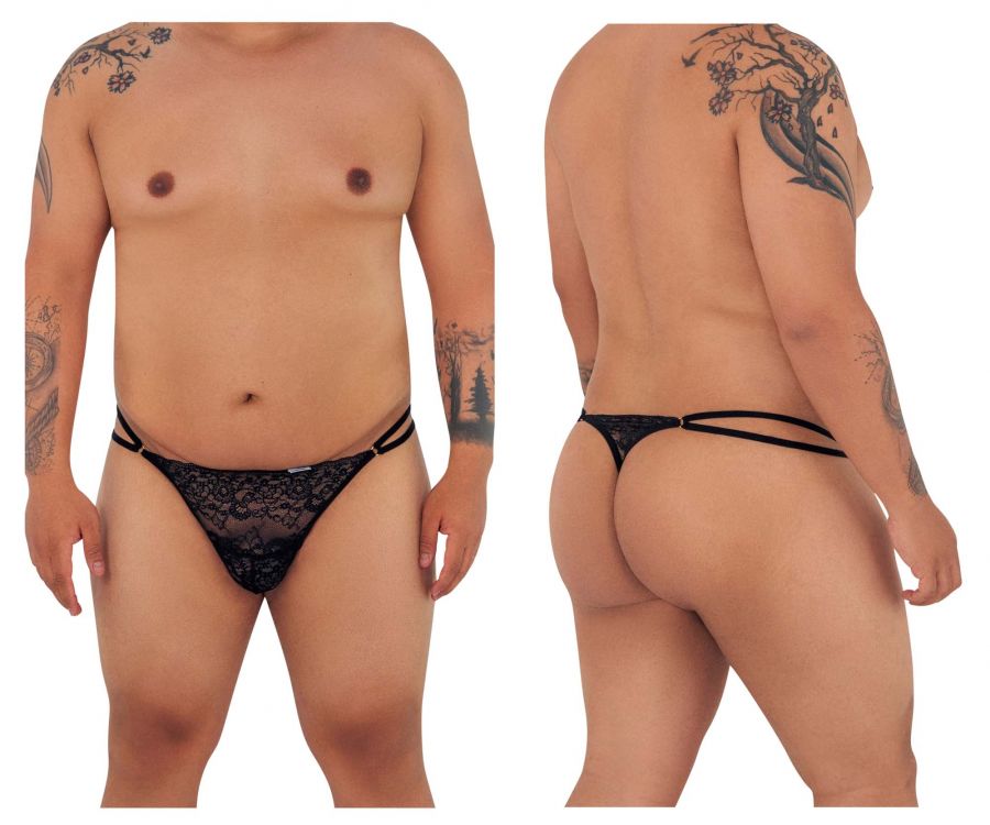 CandyMan 99421X Lace G-String Thongs Black Plus Sizes