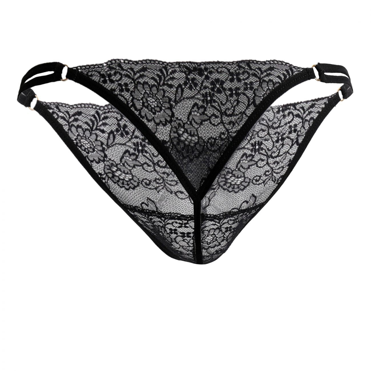 CandyMan 99421X Lace G-String Thongs Black Plus Sizes