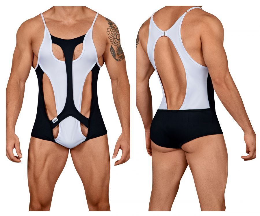 CandyMan 99432 Inside Out Bodysuit Black & White