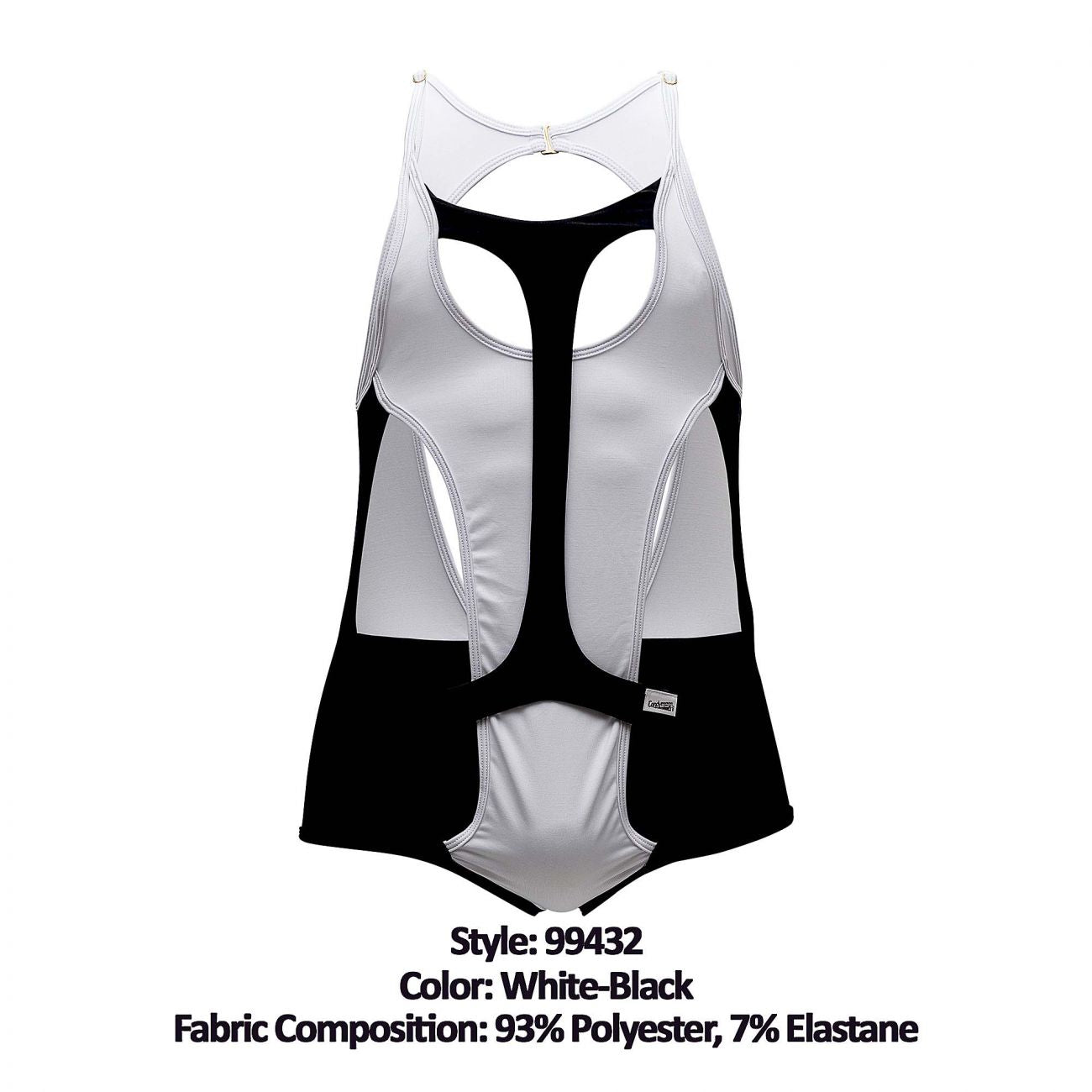 CandyMan 99432 Inside Out Bodysuit Black & White