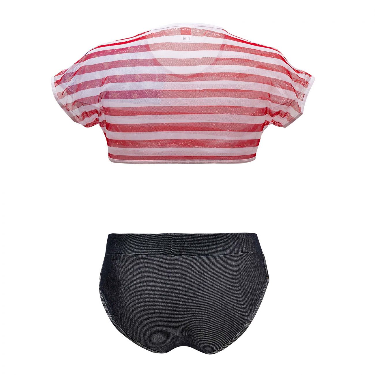 SALE - CandyMan 99443 American Crop-Top Two Piece Set Blue Red & White