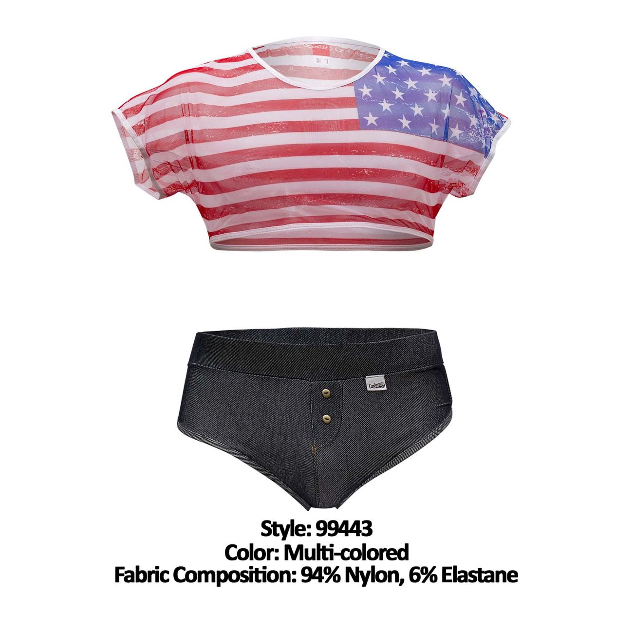 SALE - CandyMan 99443 American Crop-Top Two Piece Set Blue Red & White