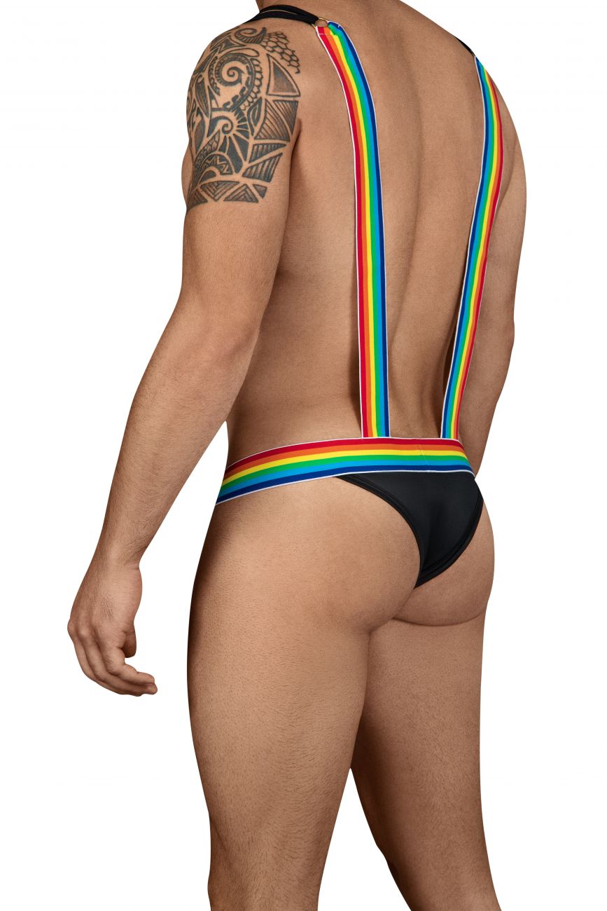 SALE - CandyMan 99451 Rainbow Pride Suspenders-Thongs Black