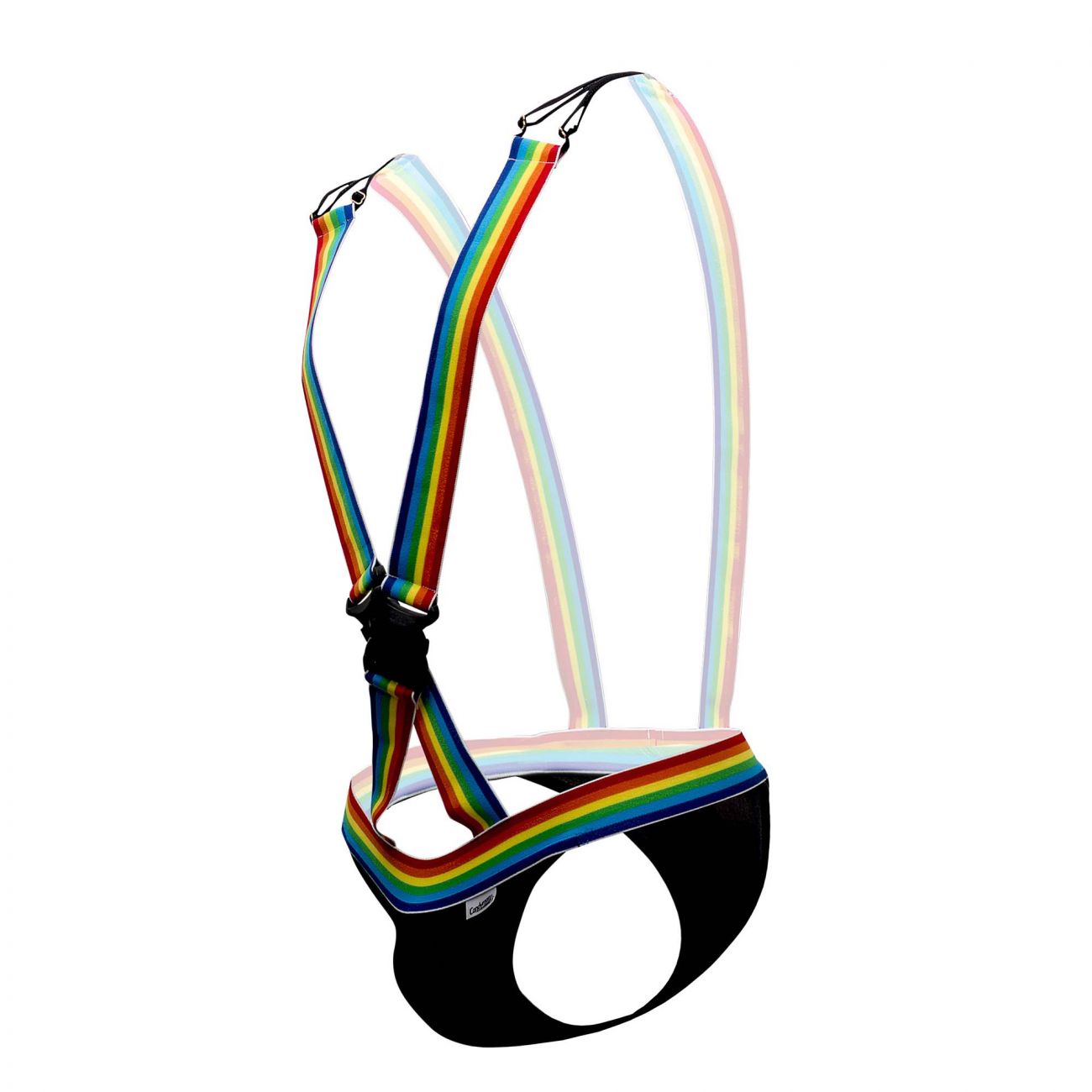 SALE - CandyMan 99451 Rainbow Pride Suspenders-Thongs Black