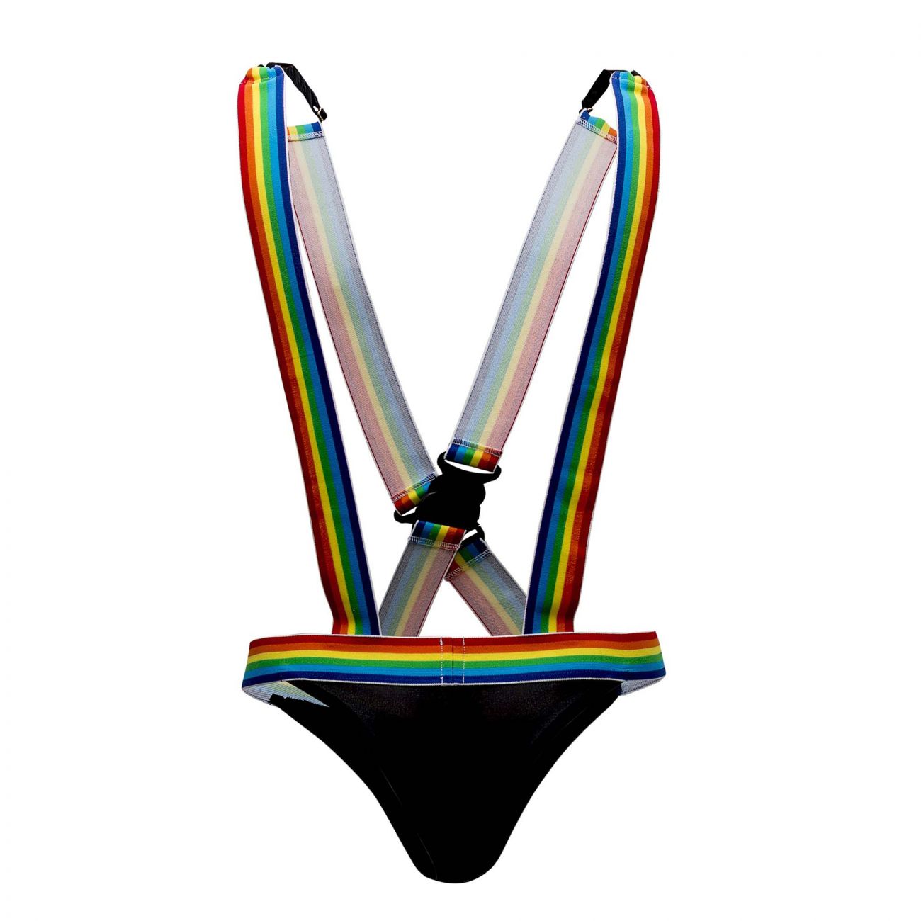 CandyMan 99451 Rainbow Pride Suspenders-Thongs Black
