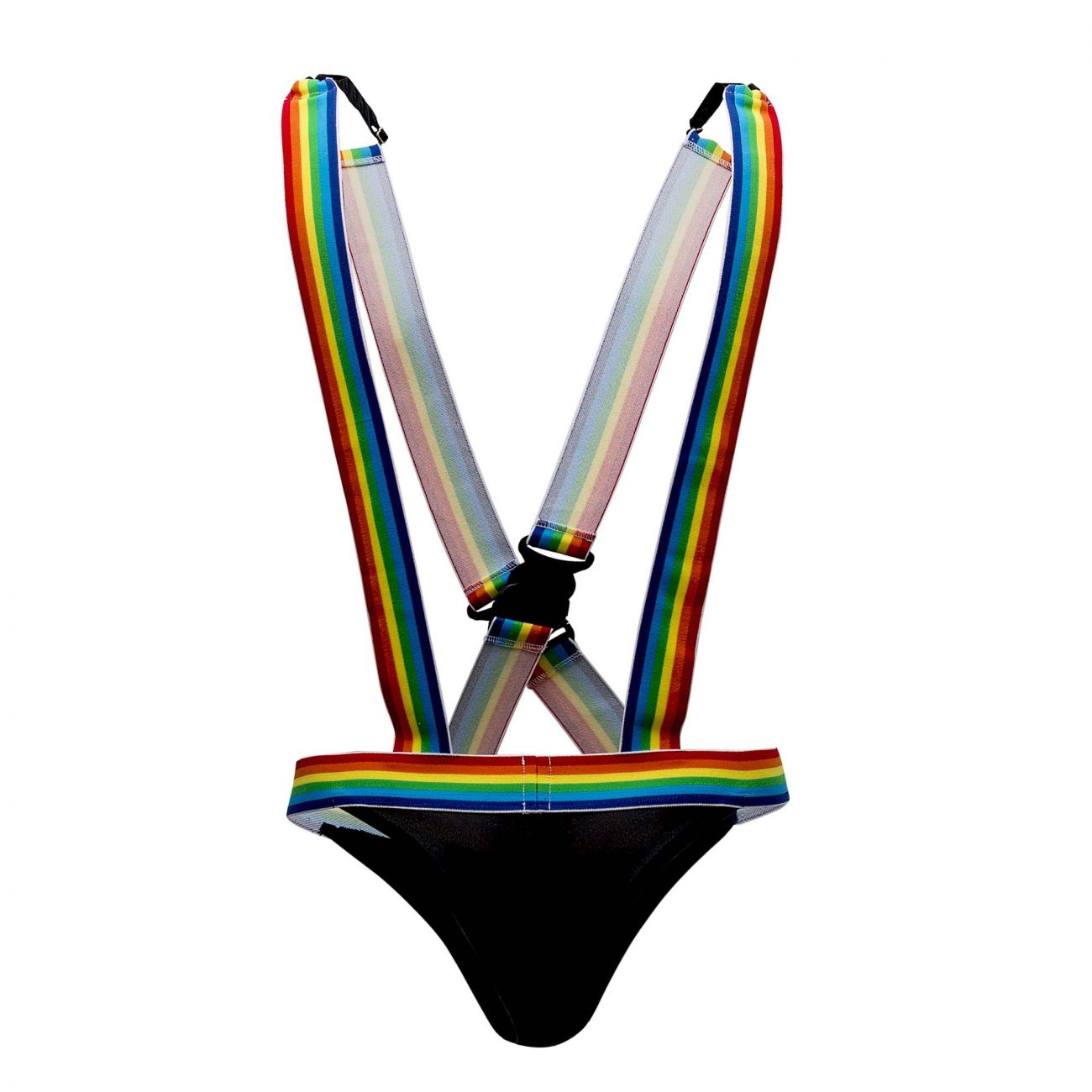 SALE - CandyMan 99451 Rainbow Pride Suspenders-Thongs Black