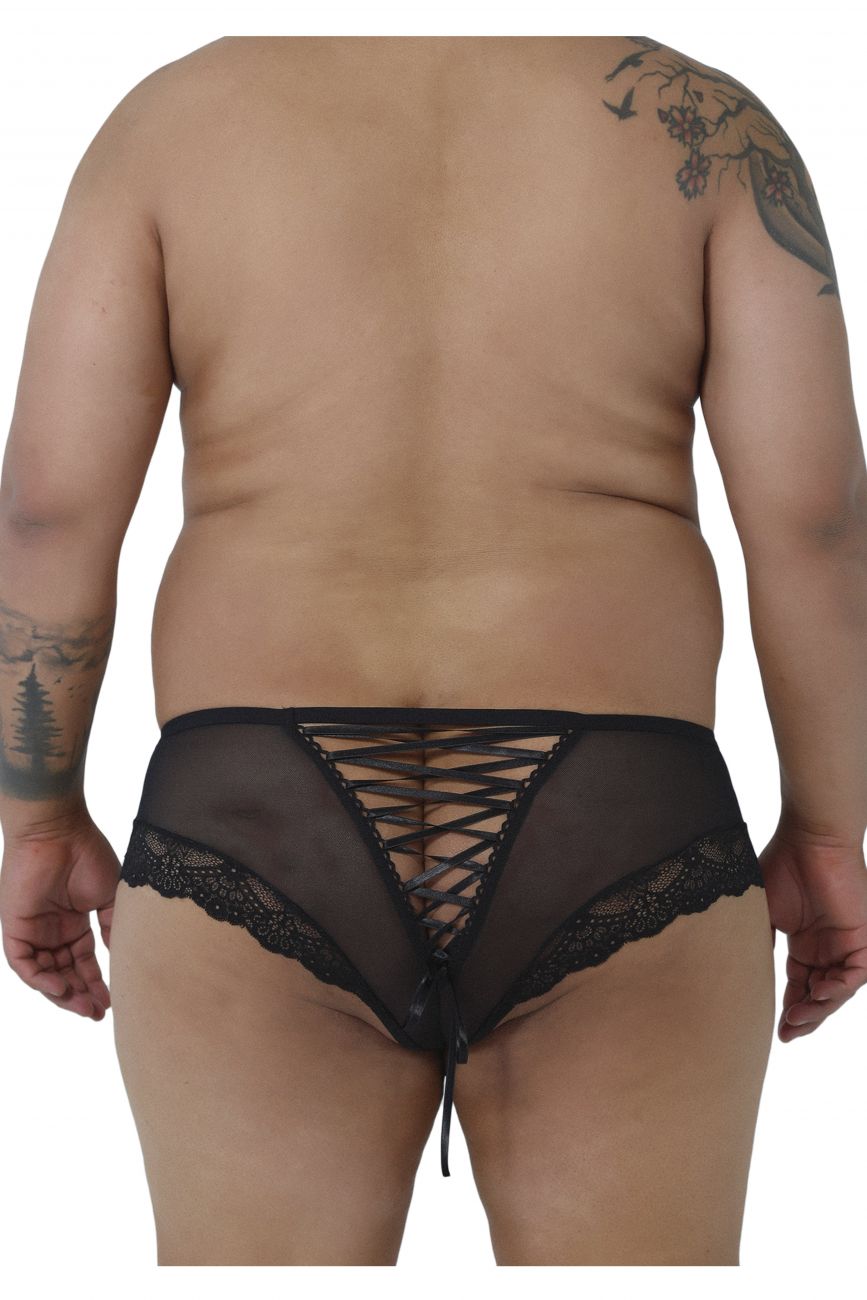 CandyMan 99462X Lace Briefs Black Plus Sizes