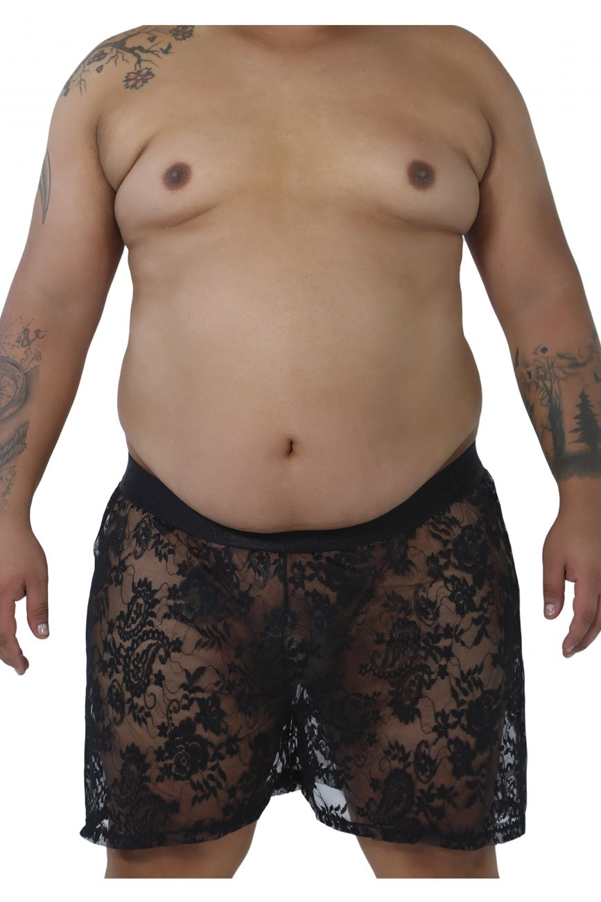 CandyMan 99464X Lace Shorts Black Plus Sizes