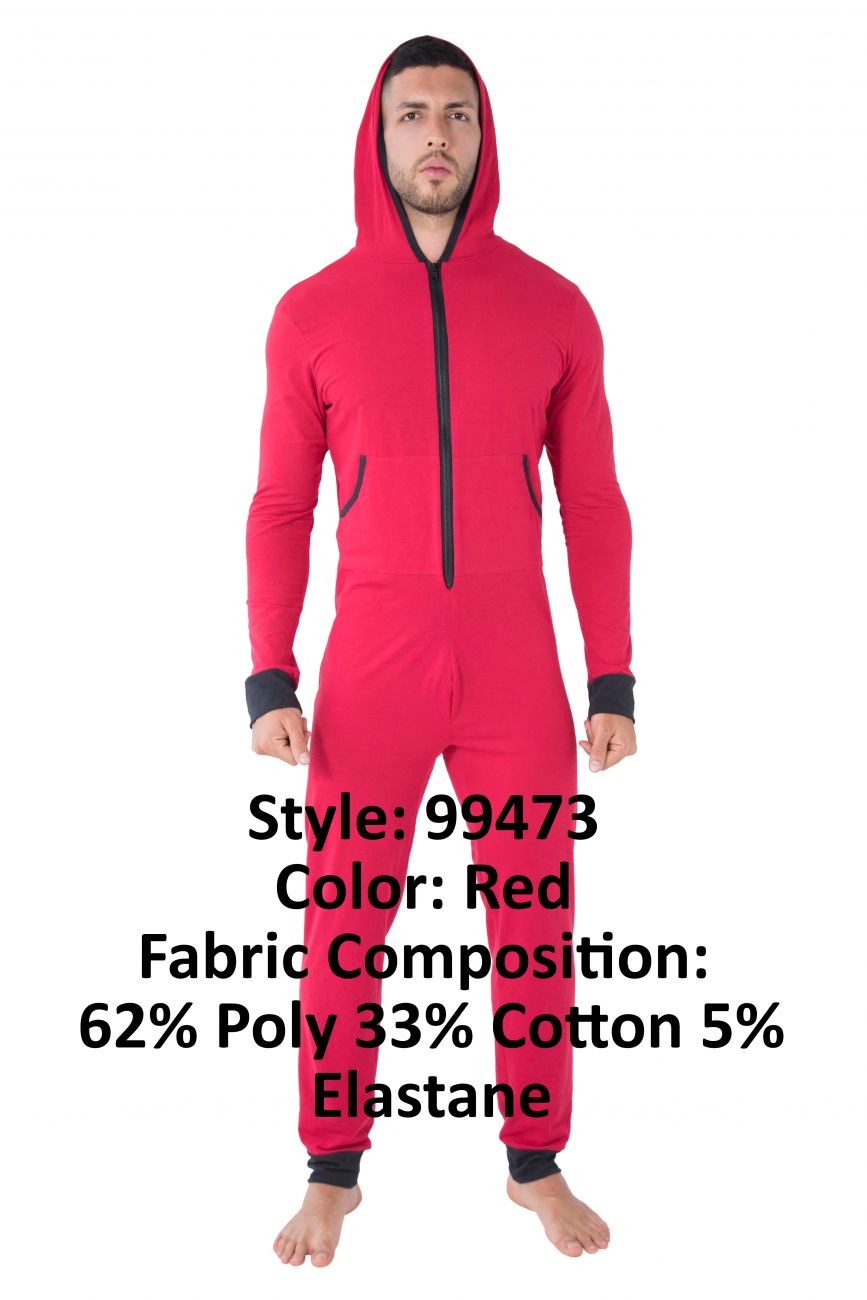 CandyMan 99473 Hoodie Louge Bodysuit Red