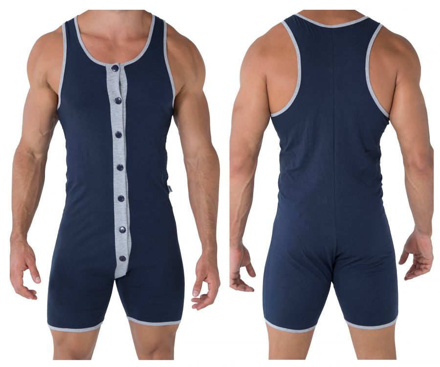 CandyMan 99475 Buttoned Bodysuit Navy