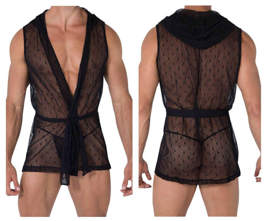 CandyMan 99480 Lace Hoodie Kimono Black