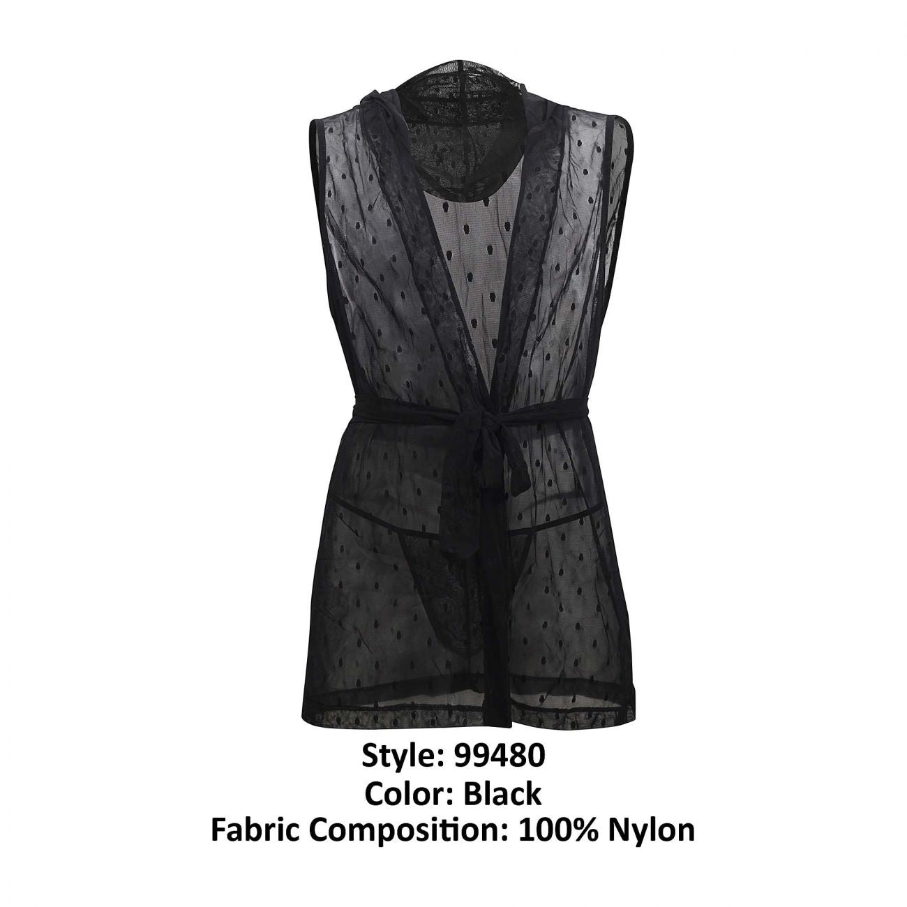 CandyMan 99480 Lace Hoodie Kimono Black